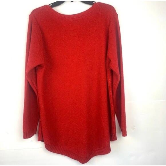 AGB Red Sparkly Long Sleeve Tunic Sweater | Holiday Festive Knit Women’s Size 1X - Picture 7 of 8